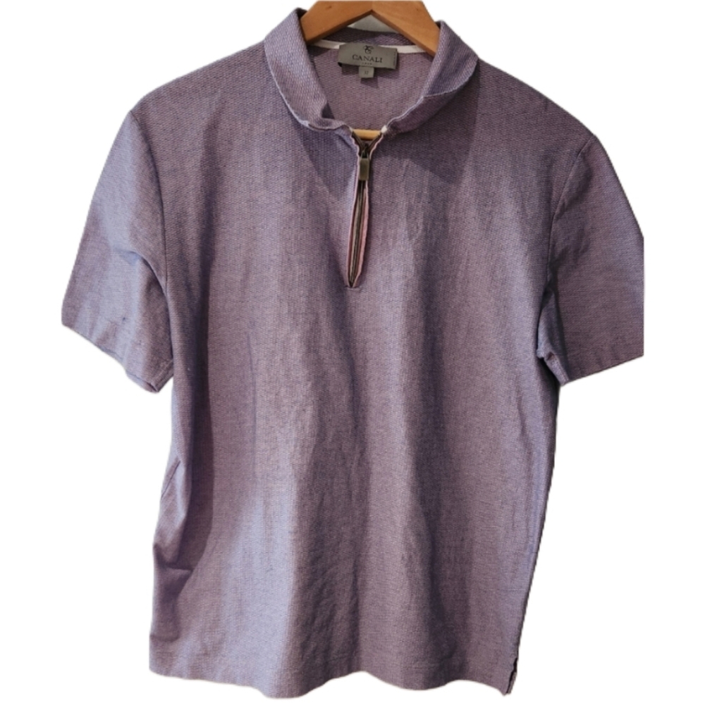Canali Size 32 Purple Polo Shirt Classic Cotton‎ Design